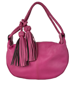 Angelica Braided Tassel Hobo, Leather, Pink, MIC, DB, 2